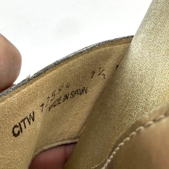 Stuart Weitzman Roza Crisscross Slides Sandals Slip On Leather Metallic Gold 7.5 - Picture 6 of 7